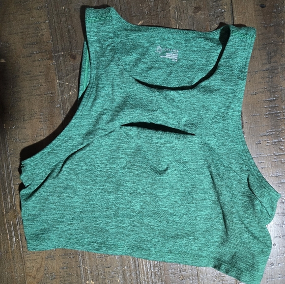 Medium Aerie Green Sleeveless Crop Top Spoets Bra Athleisure Athletic Wear Yoga - Picture 2 of 3